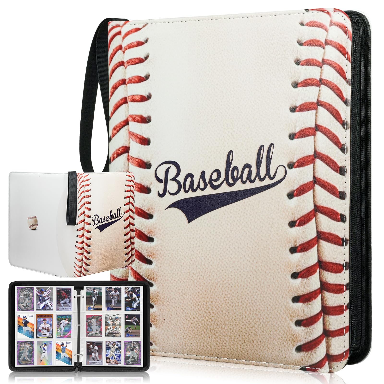 1080 Pockets Baseball Card Binder 9 Pocket, Trading Card Binder With 60 Removable Sleeves, Baseball Card Holder Sports Card Collection Binder Top Loader Binder For MTG, TCG, Game Gifts For Boys
