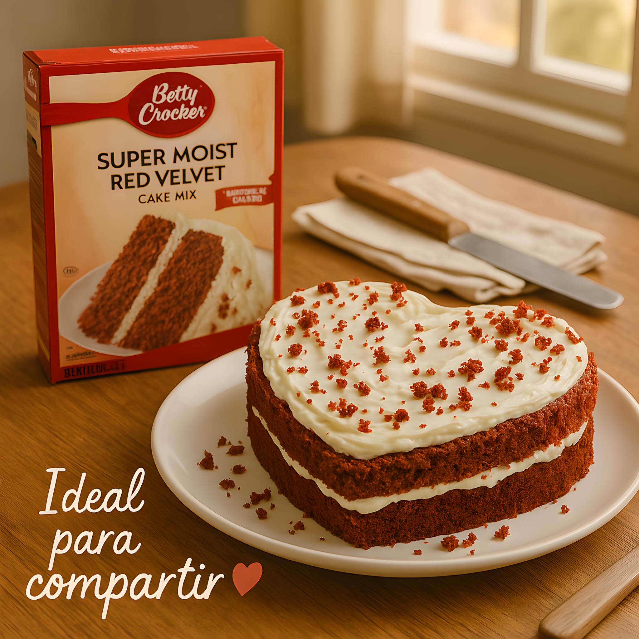 Betty Crocker Red Velvet Cake Mix, Mezcla para Pastel, 12 Porciones
