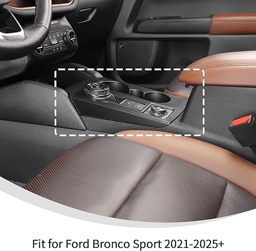 Miniatura 3 de Linskip Panel de cambio de marchas compatible con Ford Bronco Sport 2021-2024 2025, cubierta decorativa para portavasos para accesorios interiores