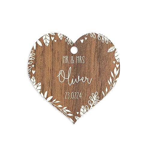 Personalized wedding heart favor tags wooden wedding hearts  color table decor  Mr & Mrs Love Heart Wedding Table Decoration  Custom Favours Rustic