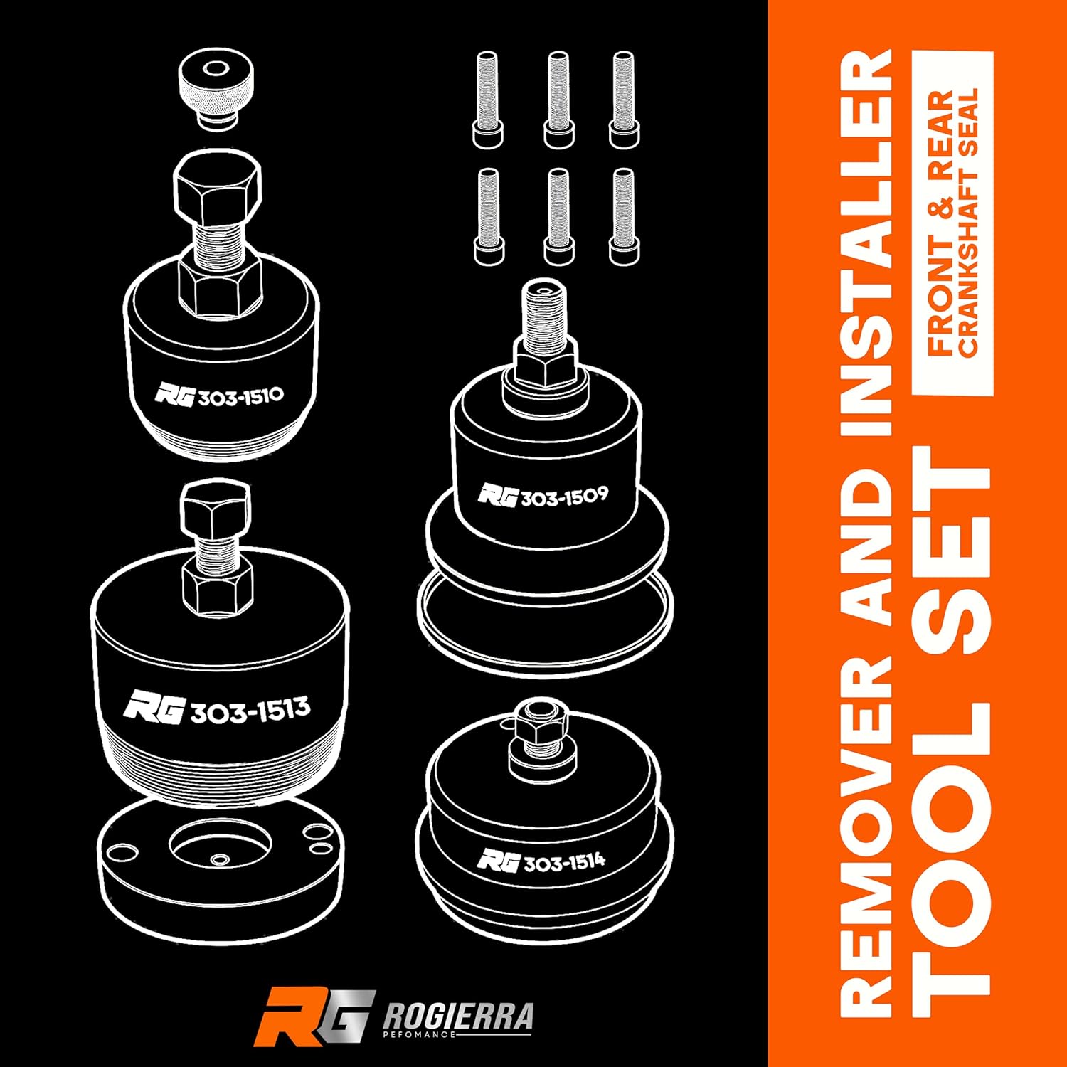 Front & Rear Crankshaft Seal Remover and Installer Tool Set,Fit for Ford Super Duty F-250 F350 F-450 F550 F650 F750 2011-2022, Replaces 303-1510, 303-1513, 303-1514, 303-1509