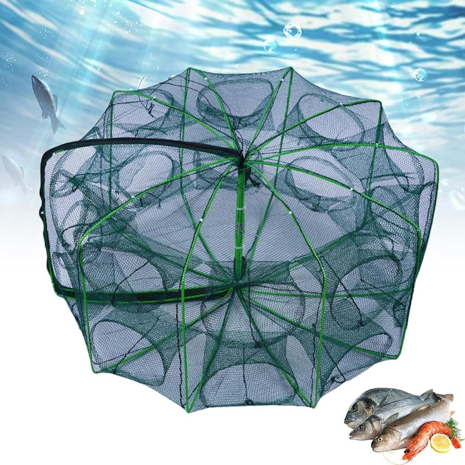 Foldable Fishing Bait Trap Double Layer Net, 2025 New Fishing Trap, Portable Cast Net Dip Cage for Fish Minnow Crab Crayfish Crawdad Shrimp Lobster Eels