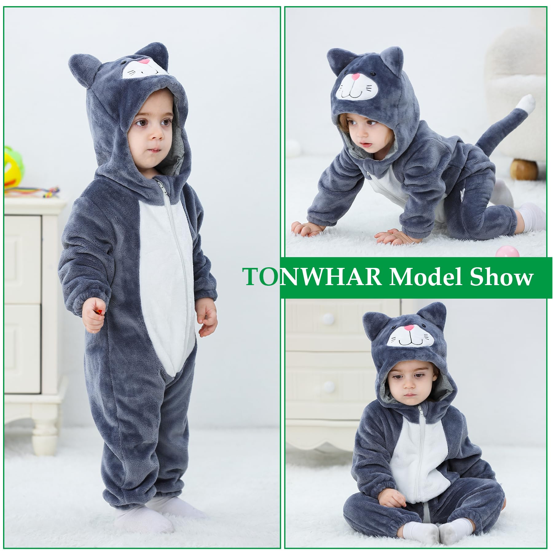 TONWHAR Unisex Baby Animal Halloween Costume Kid's and Toddler's Autumn Winter Outfits Jumpsuit — view 4