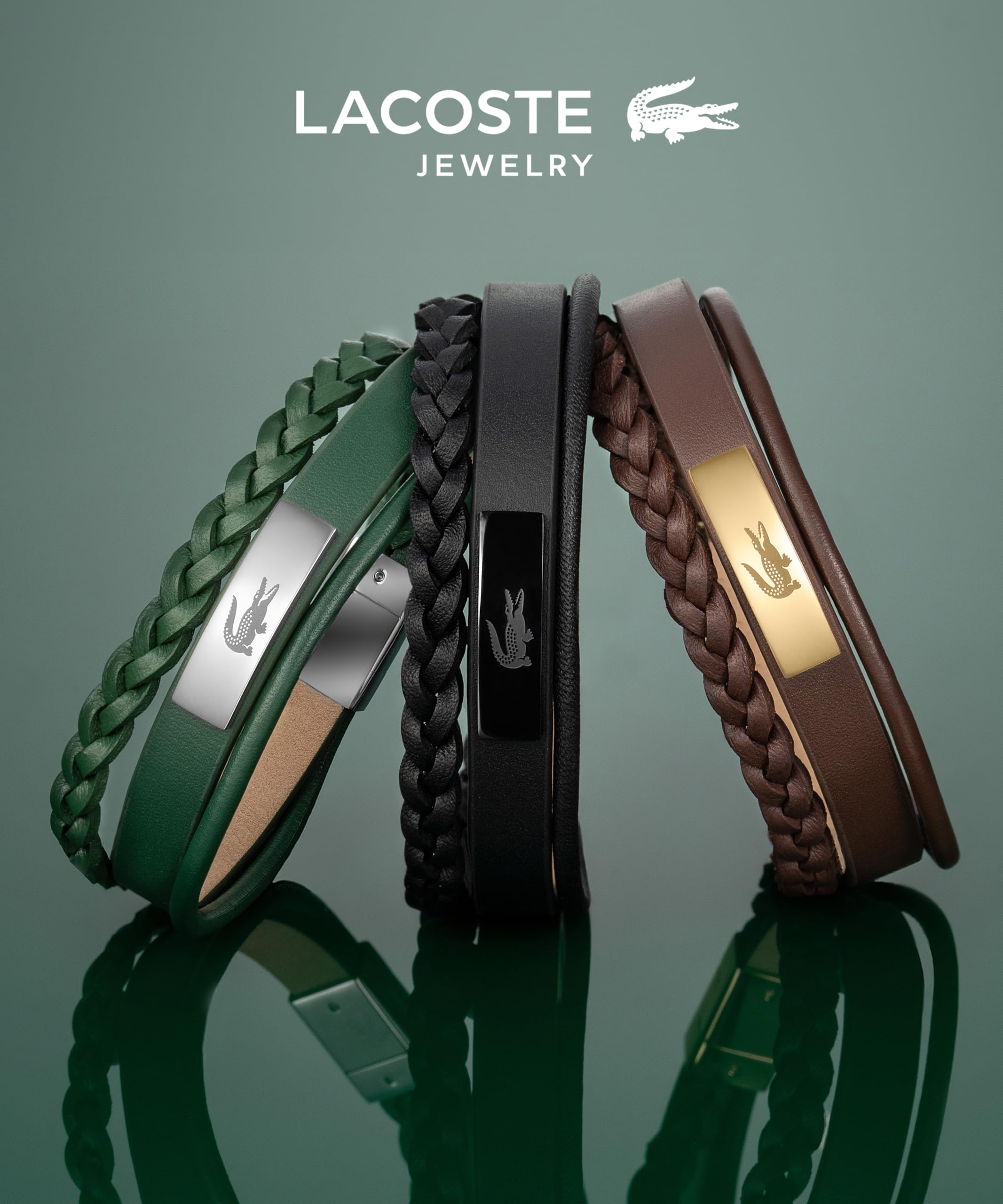 Lacoste Bransoletka męska FUSION, Standard, Czarna stal i czarna skóra jonowa, Bez kamieni szlachetnych