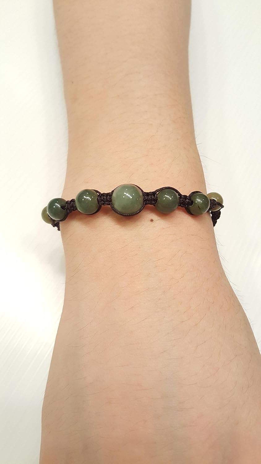 Infinityee888 Green Jade Bead Bracelets Feng Shui for Men,Women Bracelet-BC03