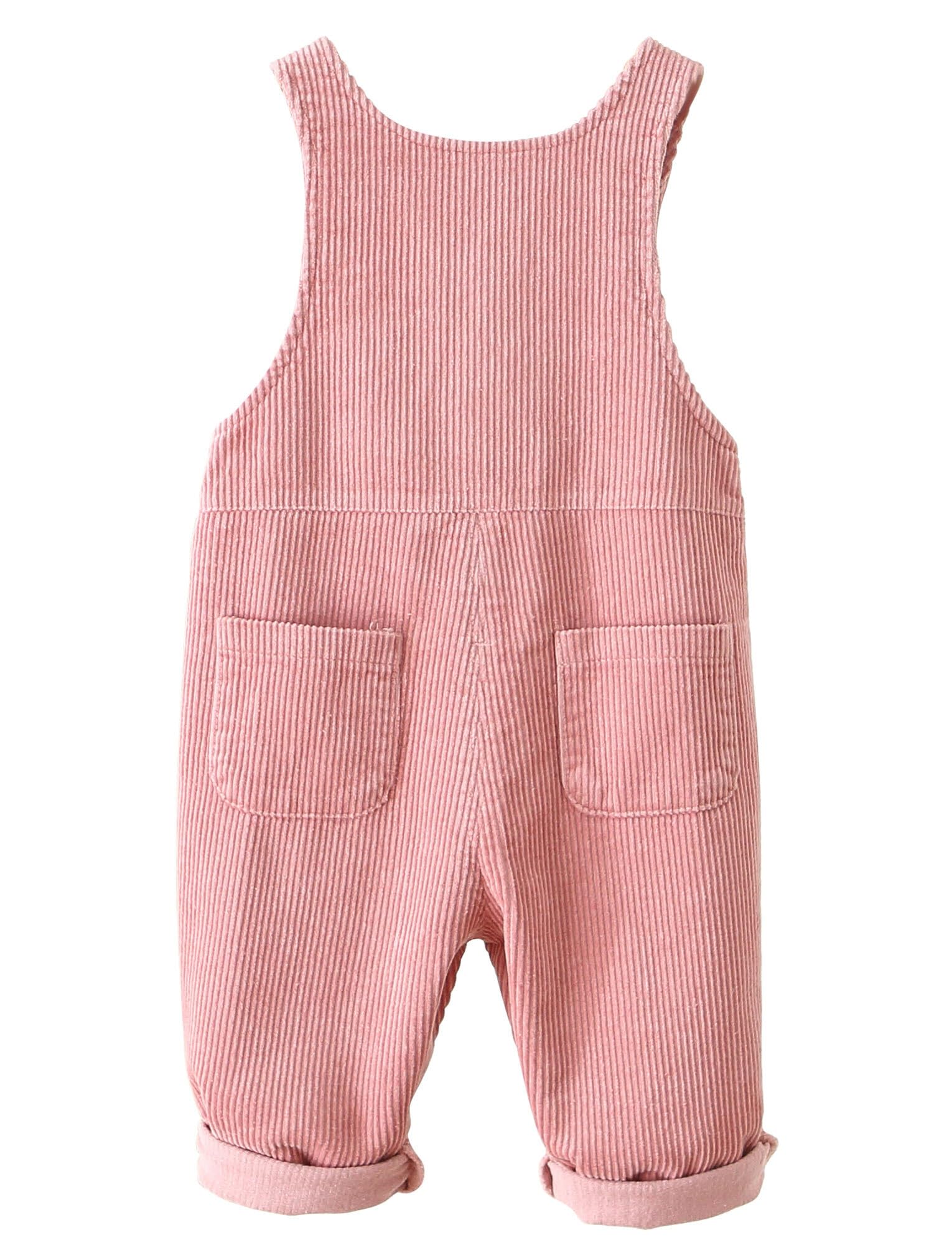 Happy Cherry Salopette Bébé en Velours Côtelé Combinaison Pantalon Tout-petit Garçon Fille Pantalon à Bretelle Décontracté avec Poches Mignonnes