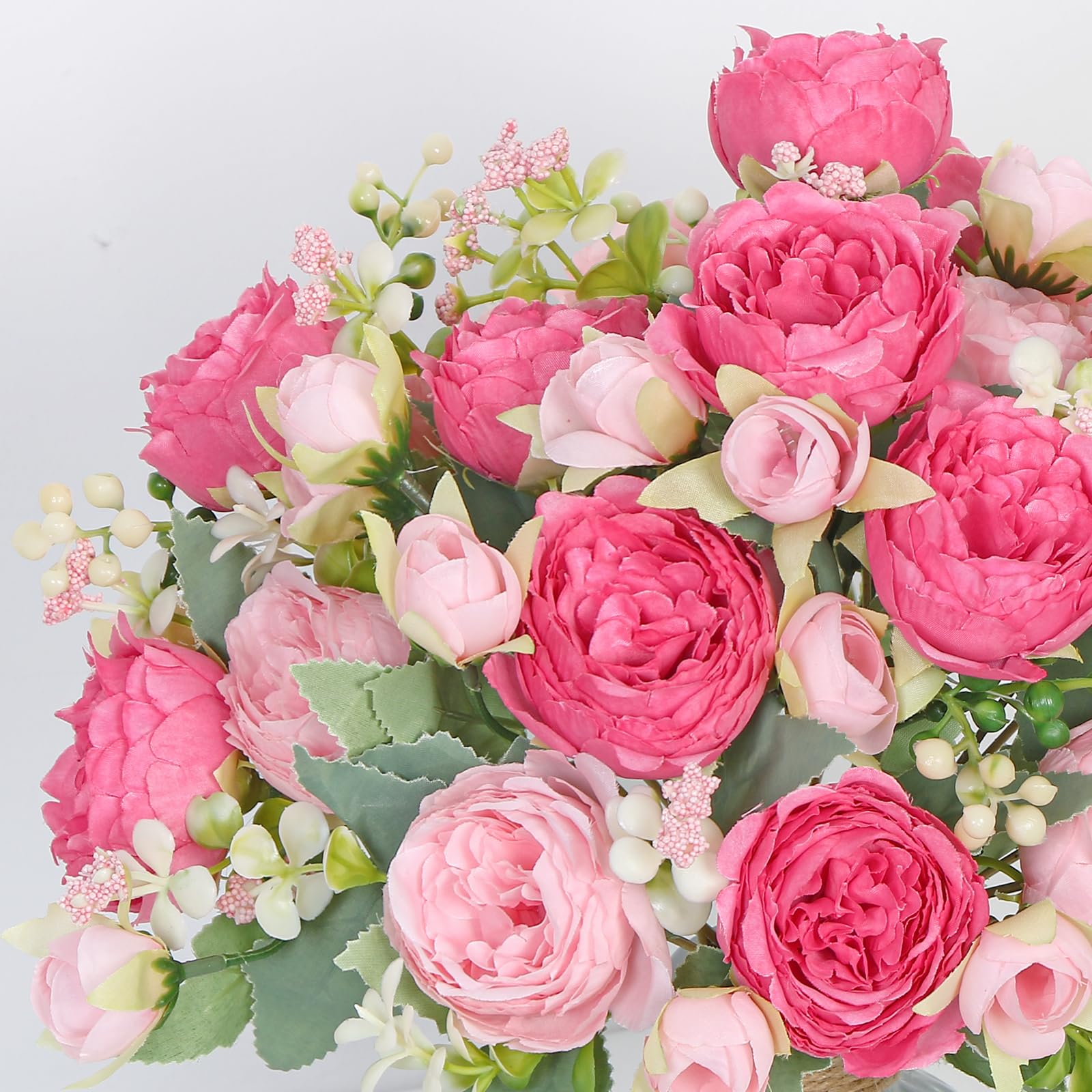 Lot De 2 Bouquets Pivoines Artificielles En Soie - Décoration Mariage & Intérieur (Rose Rouge)