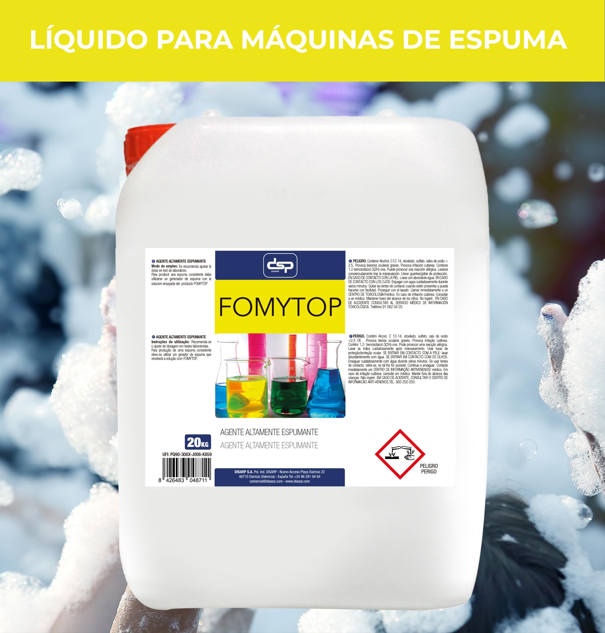 Disarp Global - Fomytop – Agente Altamente espumante para cañones de Espuma