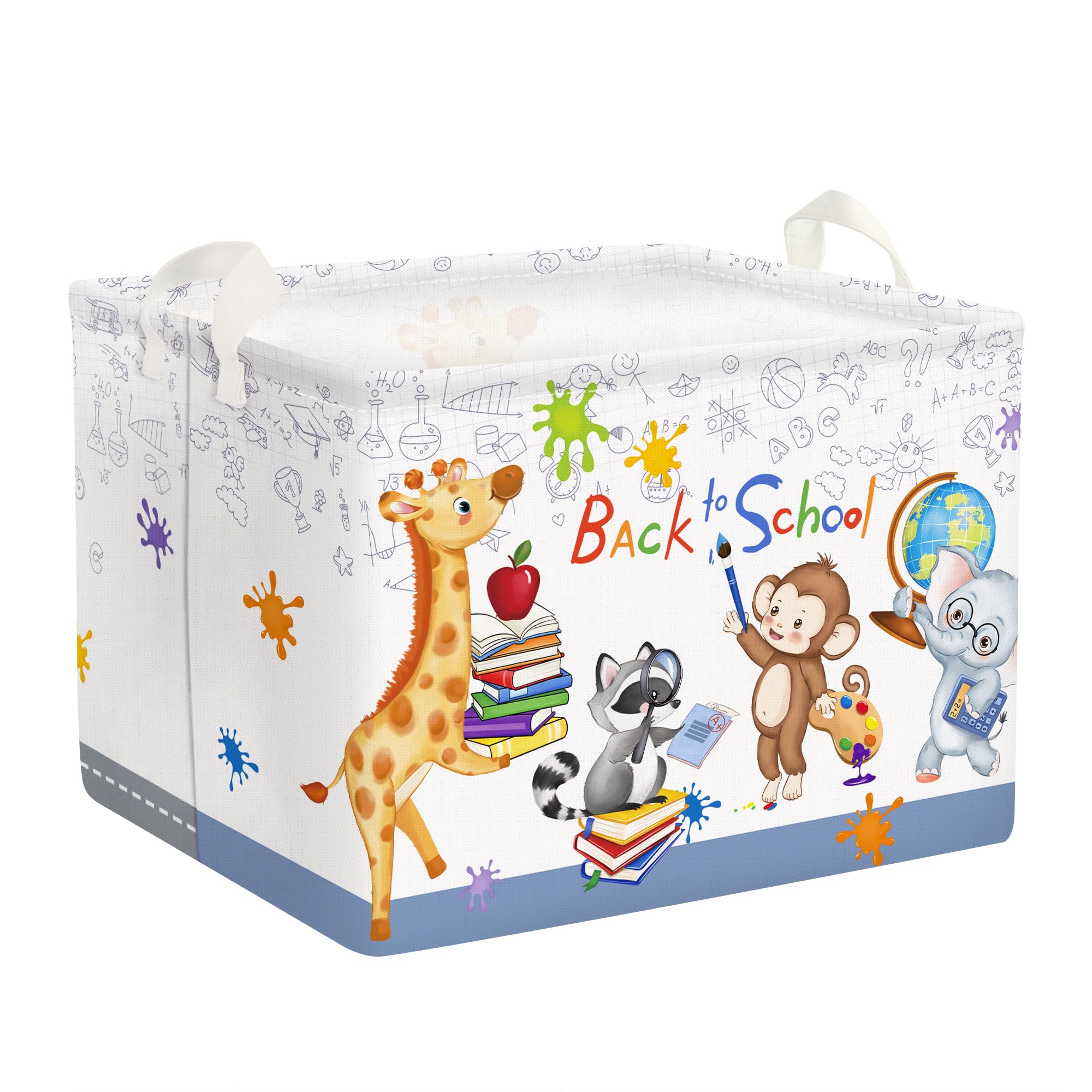 Clastyle School Bus Kid Storage Basket Boy Girl Gift Toy Box Baby Laundry Hamper Collapsible Clothes Organizer Nursery Bin for Bedroom, Animal, 40 * 30 * 30 cm