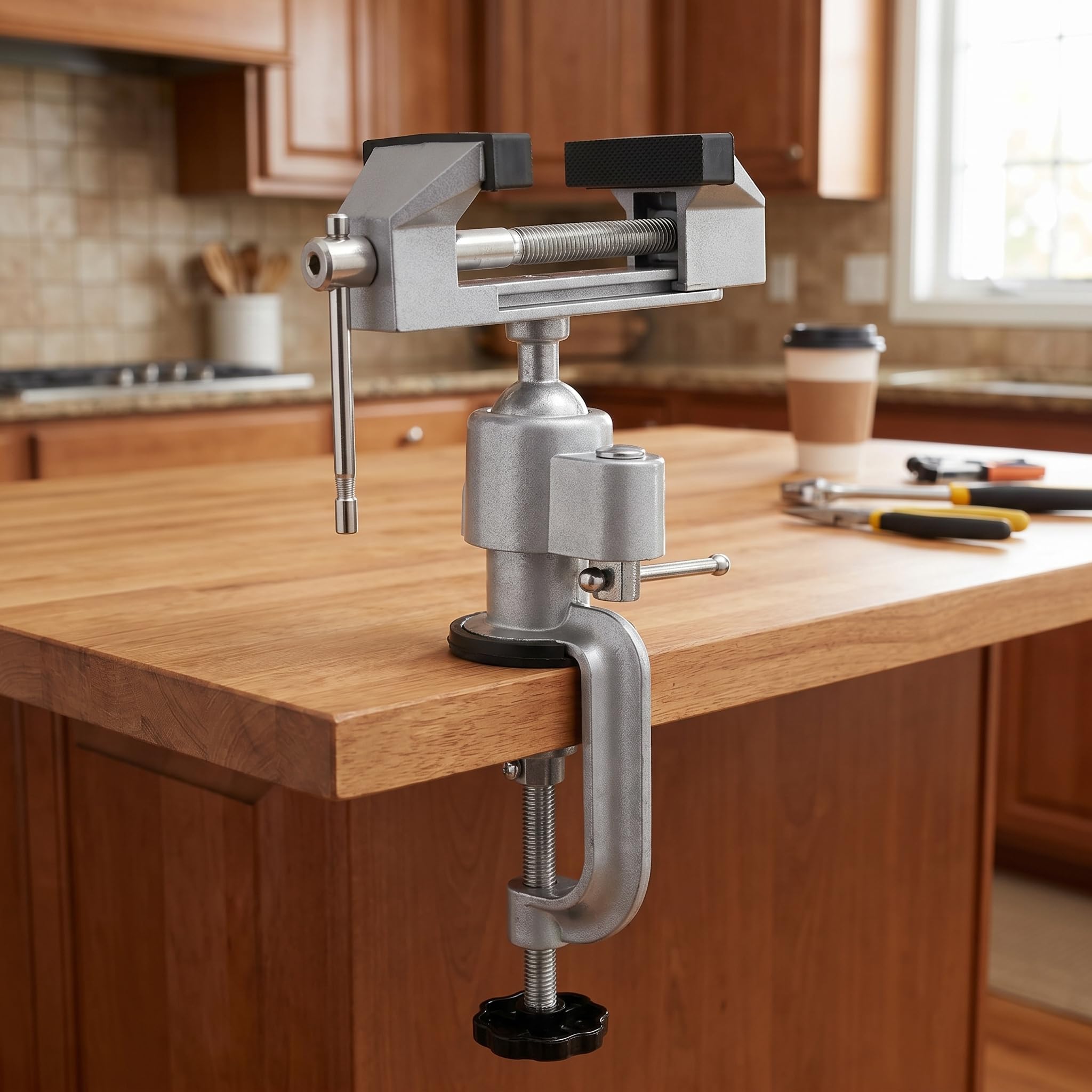 Fasmov Tornillo de banco giratorio universal de 3 pulgadas con inclinación giratoria 360° para trabajo universal