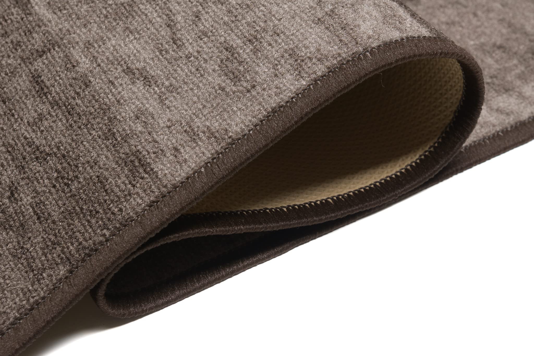 TAPISO Anti Rutsch Teppich Läufer rutschfest Brücke Meterware Modern Dunkelbraun Braun Viereck Geometrisch Design Flur Küche Wohnzimmer Diele 120 x 300 cm