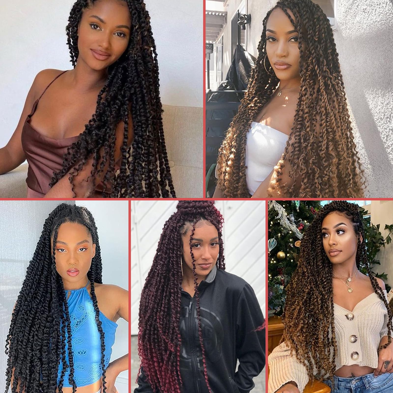 Headband Wig Long 20in Passion Twist Hair Black 1B Mini Small Irregular Bomb WIg Braid Wigs | Micro Passion Twists Wig | Blvck Hair NG main image 2
