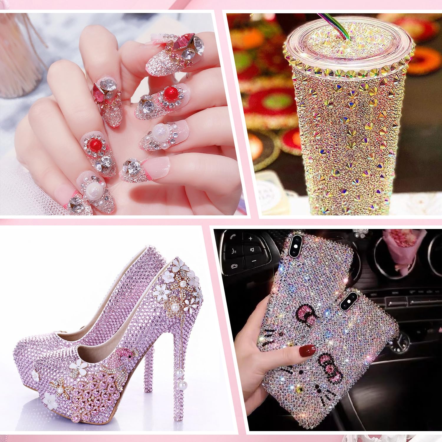 3 Pezzi Penna Strass, Applicatore Strass | Picker Strass Doppia Punta | Penna Cera per Nail Art DIY (Bianco, Nero, Blu)