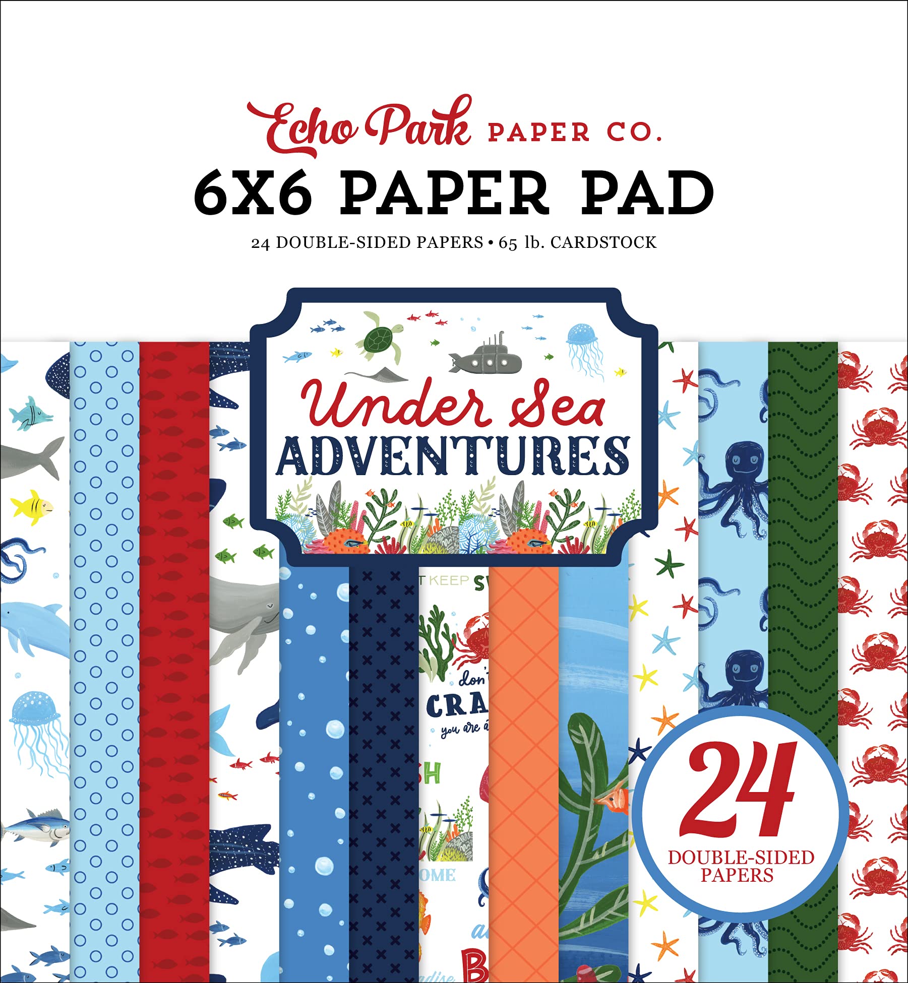 Echo Park Paper Company Echo Park Double-Sided Paper Pad 6"X6" 24/Pkg-Under Sea Adventures, Multi