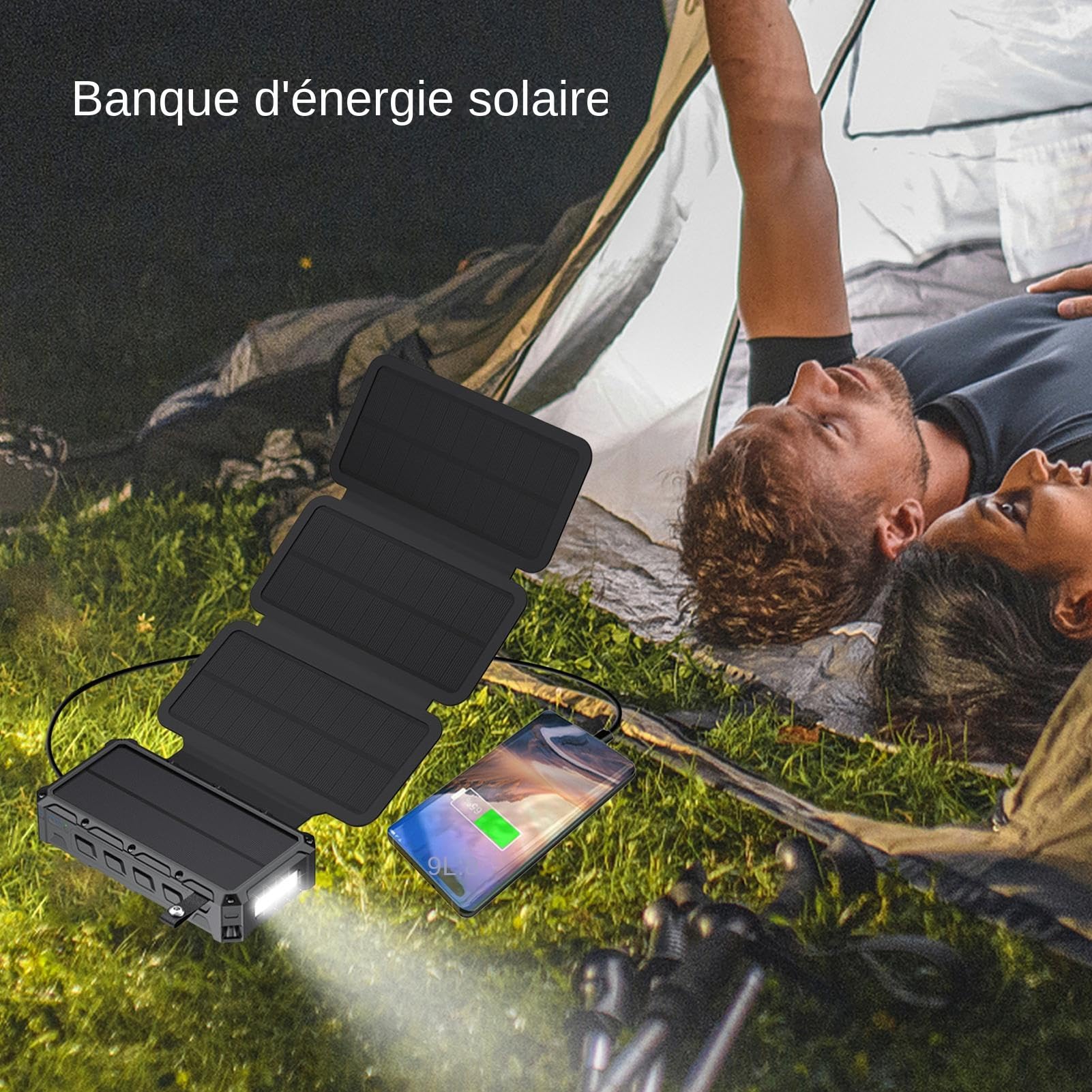 Power Bank Solare Allarme, , Luce LED E Wireless Integrati | Power Bank Caricatore Telefono per Casa, Viaggi, Escursionismo, Campeggio, Pesca, Uomini, Donne, Ragazzi, Ragazze, Giovani e