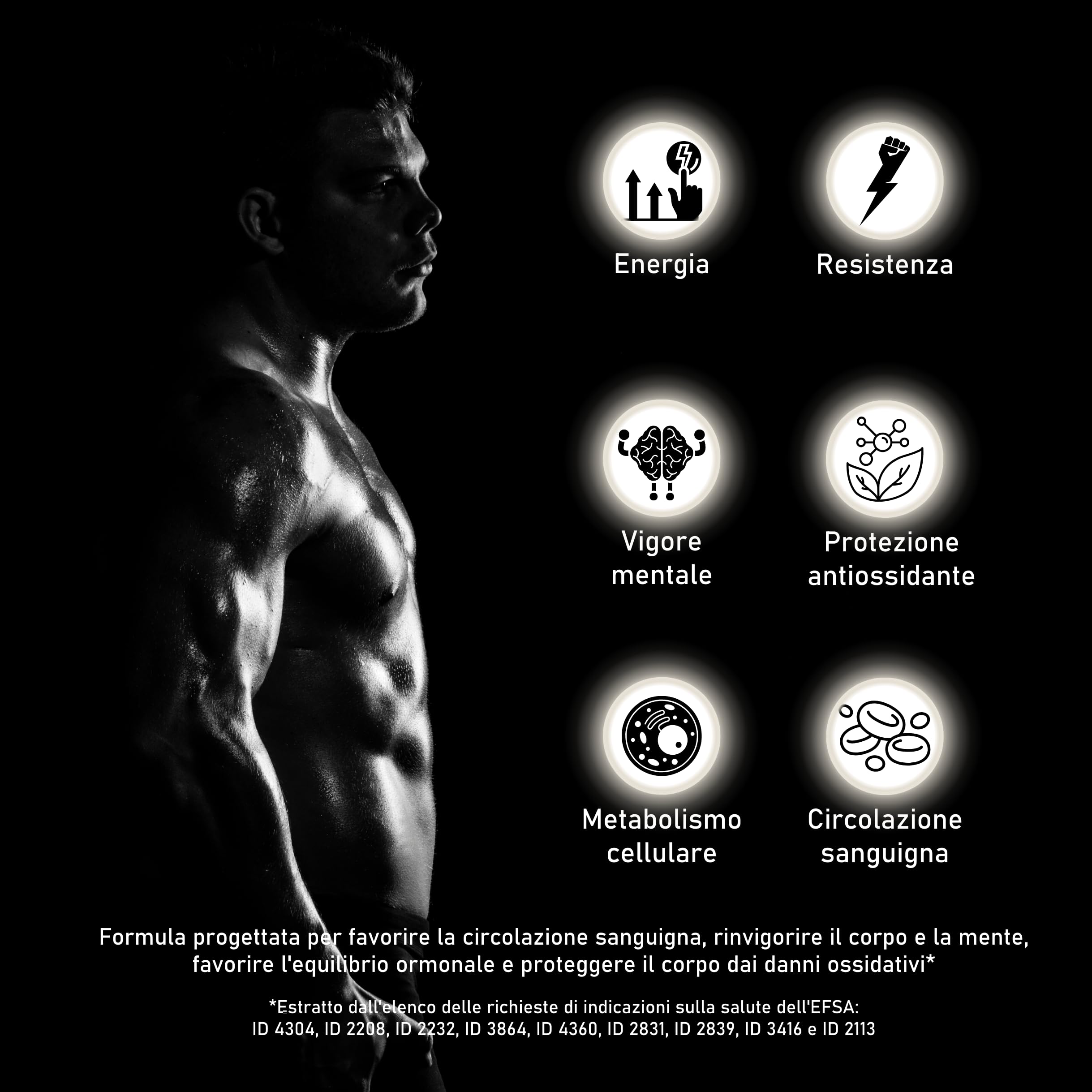 Complesso Altamente Concentrato con Maca, Tribulus, Fieno Greco, Ginkgo, Co-Q10, Piperina. Forza + Resistenza + Energia. Pre-allenamento. 60 capsule vegane - ALPHA