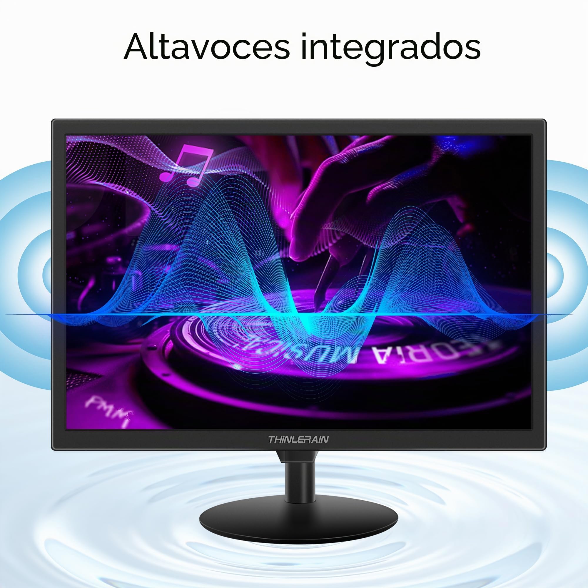 Monitor PC 19 Pulgadas 1440x900 Pantalla LED Monitor con HDMI VGA AV BNC Puertos USB, 60Hz, 5Ms, VESA, Altavoces Integrados, Negro