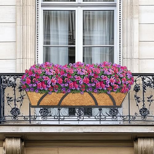 Miniatura 6 de Halatool 2 forros de caja de ventana de 24 pulgadas, forro de repuesto de fibra de coco preformada, forros de fibra de coco natural para macetas de