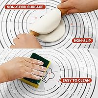 Vista 4 de Tapete de silicona, 24 x 36 pulgadas, extra grande, antiadherente, para hornear, con medición, tapete grueso reutilizable para mostrador de hojas