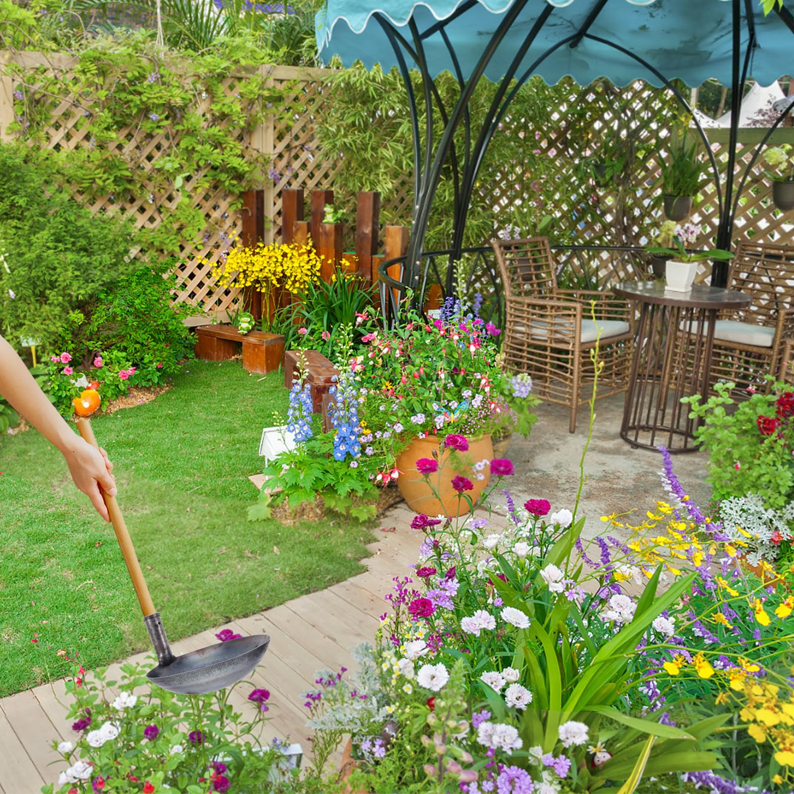 DOITOOL 2 Palas de Metal para Limpieza de Lodo, Pala de Filtro de Hierro, Pala tamizadora con Agujero, Herramientas de jardinería, Pala para Arena de Gatos y gallinero.