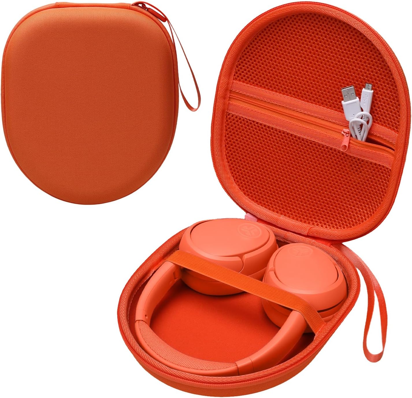 Headphone Headset Case Compatible with BERIBES/JLab JBuds Lux ANC/KVIDIO/JBL/Sony/Soundcore by Anker Wireless On-Ear Headphones, Orange Red