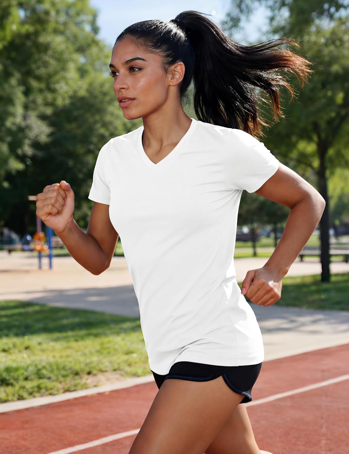 TACVASEN Women's V-Neck T Shirts Short Sleeve UPF 50+ Sun Protection Performance Quick Dry Athletic Workout Tee Tops - Image 3