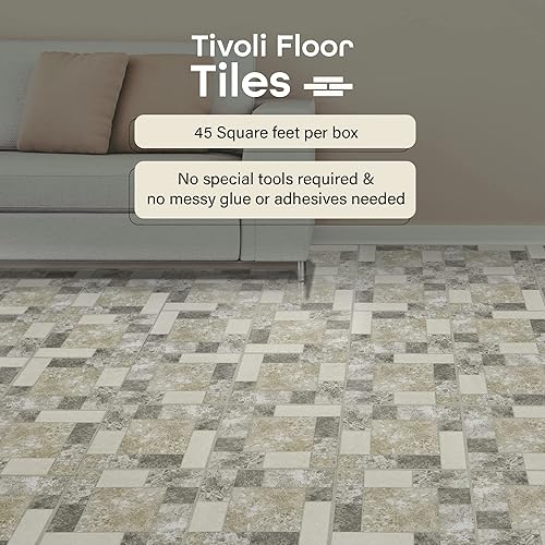 Miniatura 70 de Tivoli - Azulejos de vinilo autoadhesivos, 45 azulejos de 12 x 12 pulgadas, madera gris ceniza, despegar y pegar, suelo de bricolaje para cocina