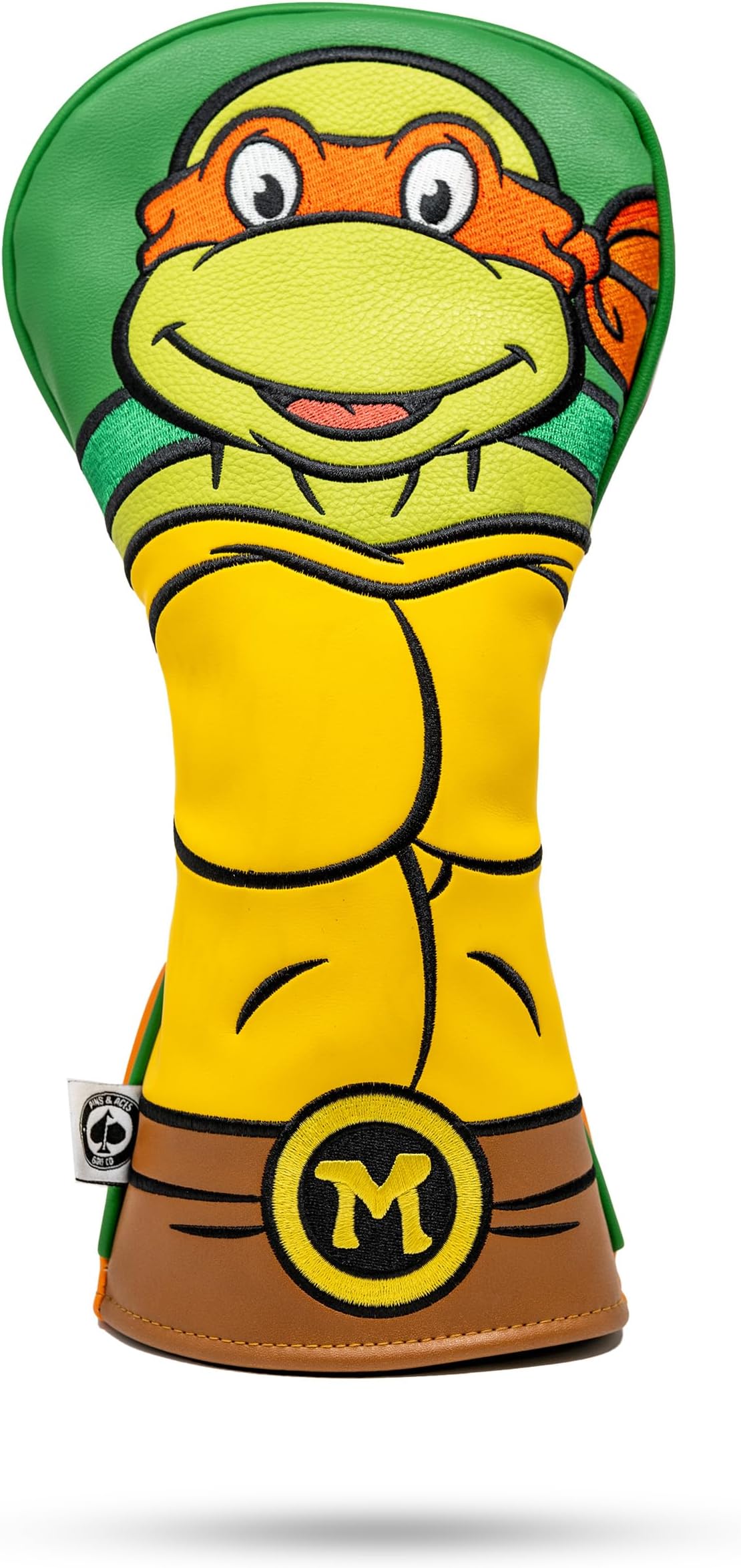 Pins & Aces TMNT Driver Head Cover - Premium, Hand-Made Leather Headcover - Teenage Mutant Ninja Turtle Heads, Tour Quality Golf Club Cover - Style and Customize You Golf Bag
