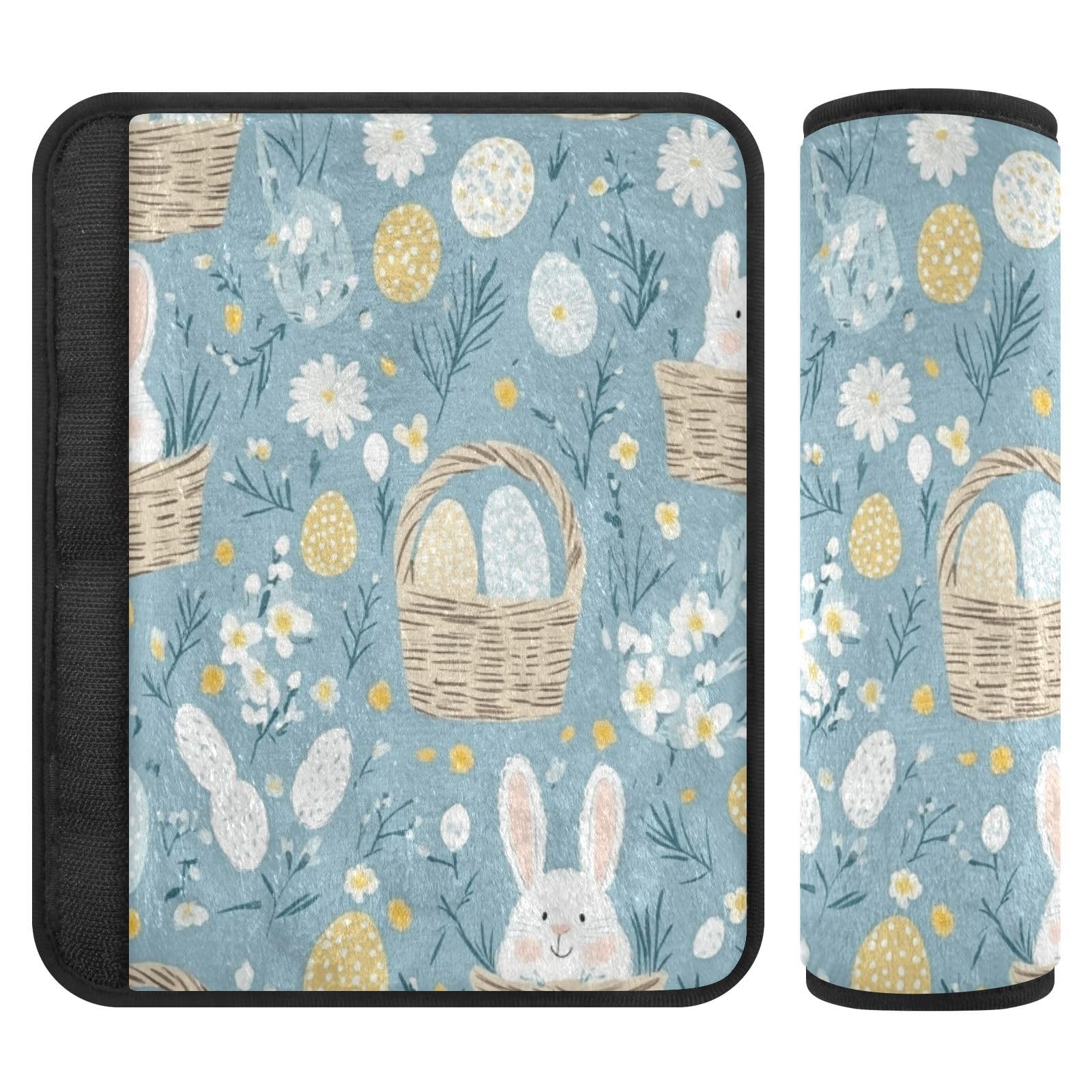 Seat Belt Covers 2 Pack Color Bunnies Car Seat Strap Covers Super Soft Blue Car Seat Neck Cover for Boys Girls Adults Babies M
