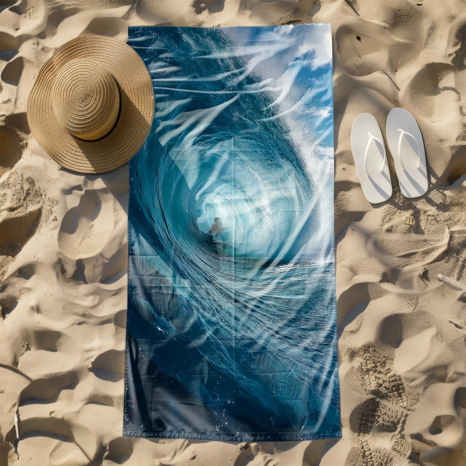 Telo Mare Microfibra 210x230 Blu Verde Telo Spiaggia Grande Antisabbia,XXL Asciugamano Mare, Asciugatura Rapida, Stuoia Spiaggia Leggero E Portatile