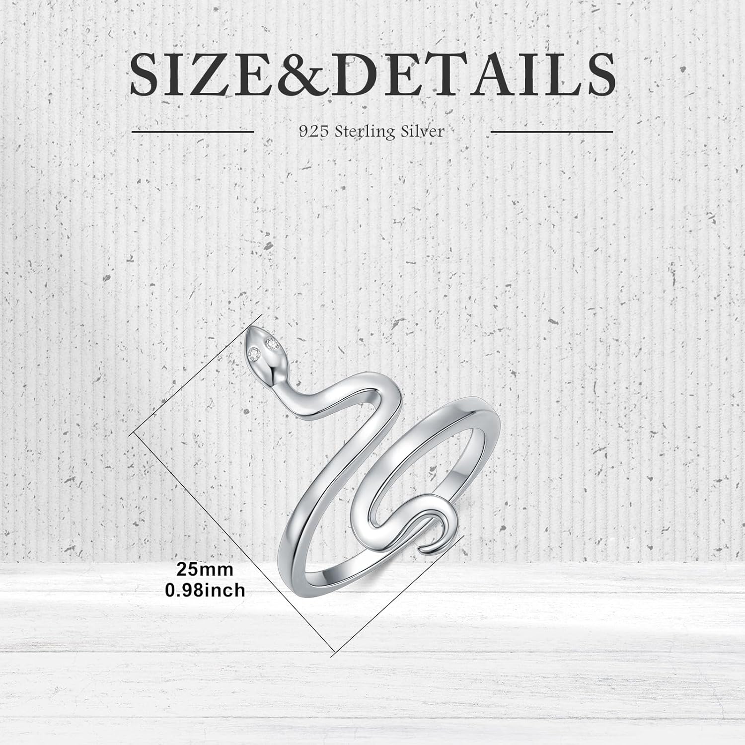 Diamond Snake Ring for Women 925 Sterling Silver Snake Statement Rings Open Adjustable Rings for Women - Image 6
