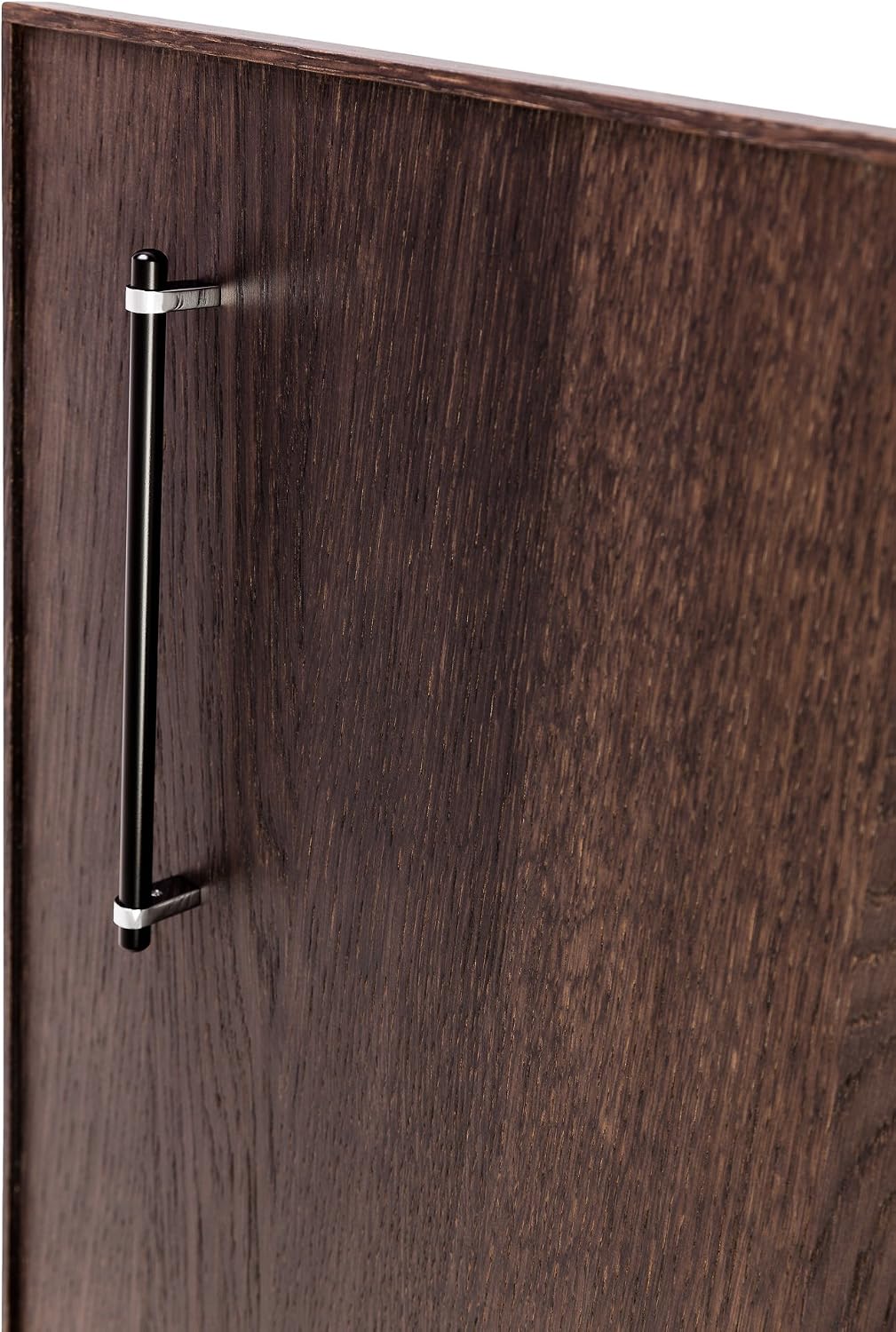 Ultra Grade URBN Euro Two Tone Bar Pull with Polished Chrome Accent, 7-1/2 Inch Cabinet Handle, 3/8 Inch Diameter, Matte Black Finish (Pack of 2, 9 Inch Length, 7-9/16 Inch Hole-to-Hole)