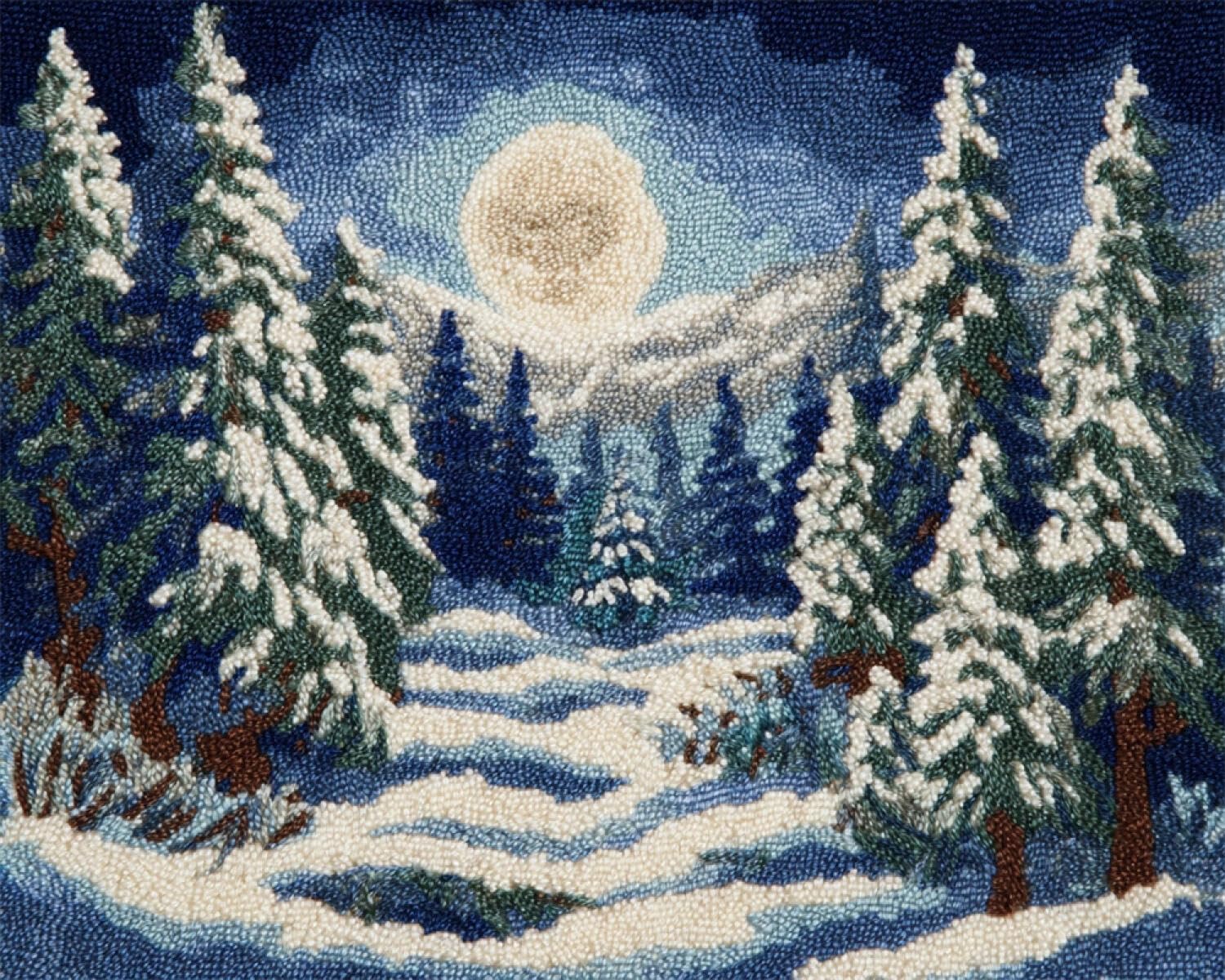 Henypt DIY Latch Hook Rug Kits Pine Trees in the Snow 80x115cm