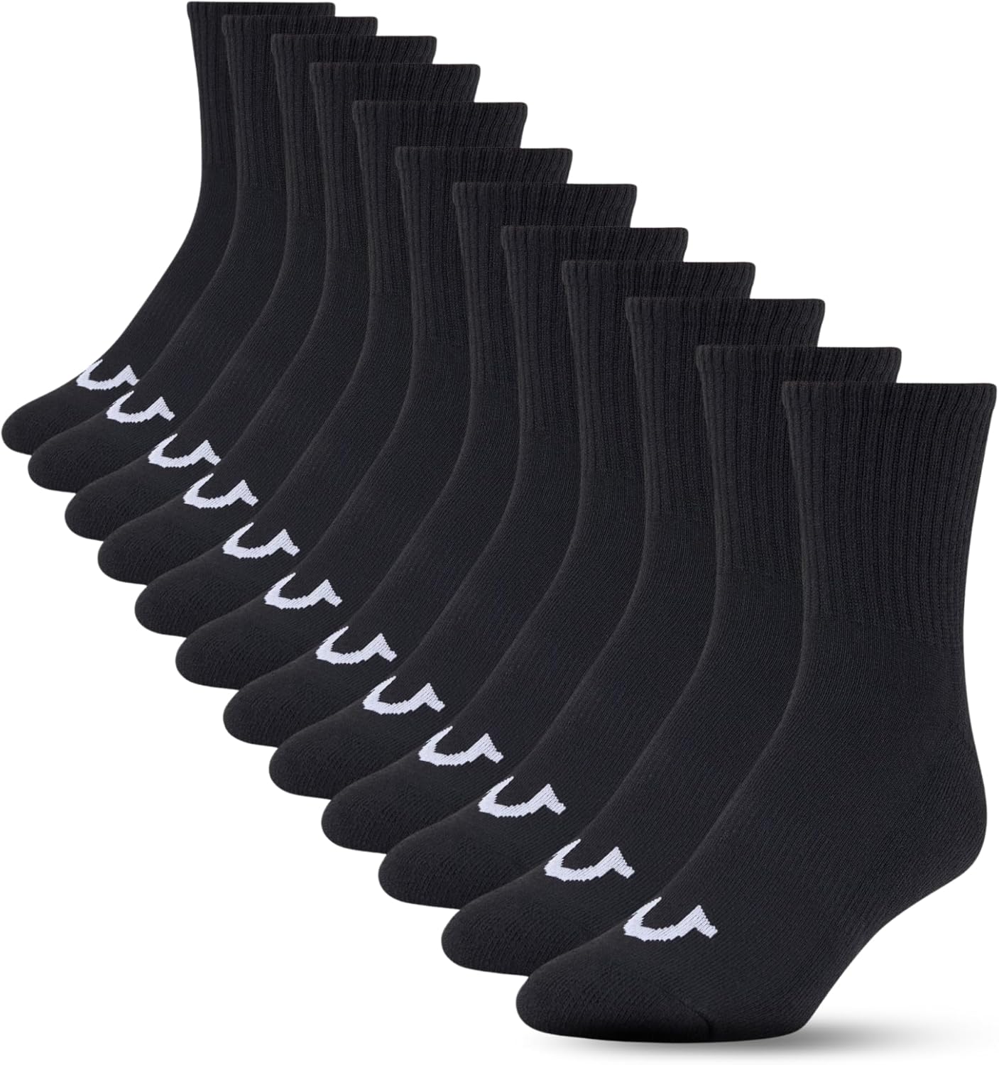 True Religion Mens Socks 12 Pack Mid Crew Socks for Men Premium Athletic, Shoe Size 8-12 - Image 2