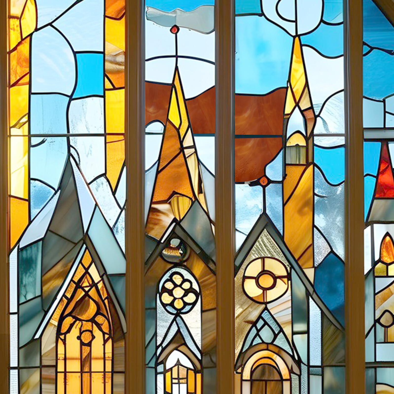 Gatuida Kit de Fabrication de Vitraux en Verre Marron, 10 Pièces, Matériaux pour Mosaïque, Usage pour Décorations d'Église, Détails Soignés