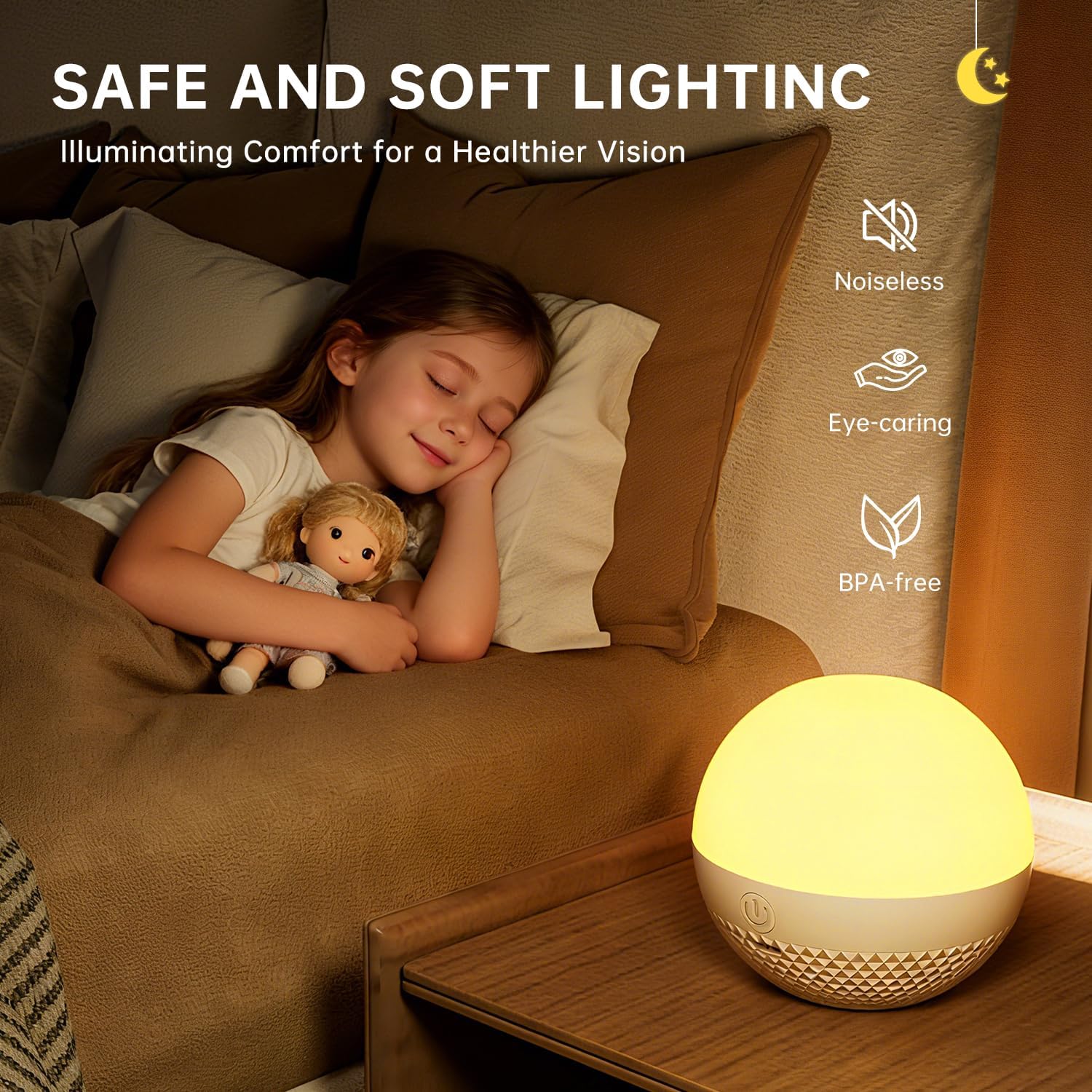 Night Light, Dimmable Touch Lamp for Bedroom, 16 RGB Colors, 5 Brightness, Portable Rechargeable Bedside Table Lamp for Baby Nursery Living Room