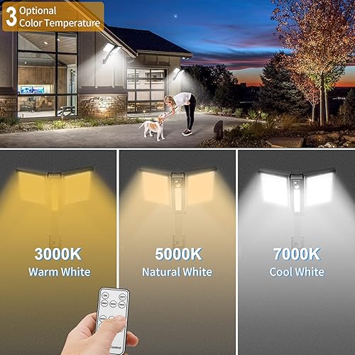 Miniatura 5 de Farolas solares para exteriores, impermeables, con energía solar, luz de seguridad con sensor de movimiento y control remoto, iluminación exterior