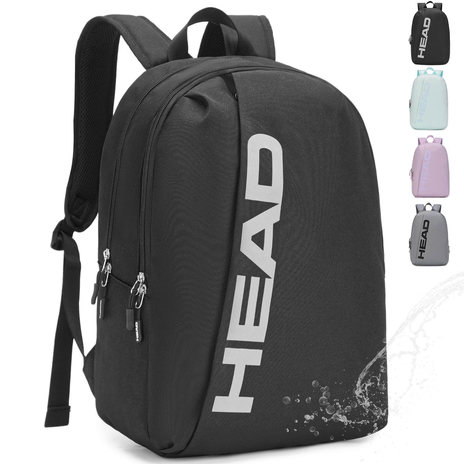HEAD Waterproof Sports Gym Backpack for Women & Men, Large Casual Daypack Travel Backpacks for College/Weekender Overnight/Work/Fitness, 15.6 inch