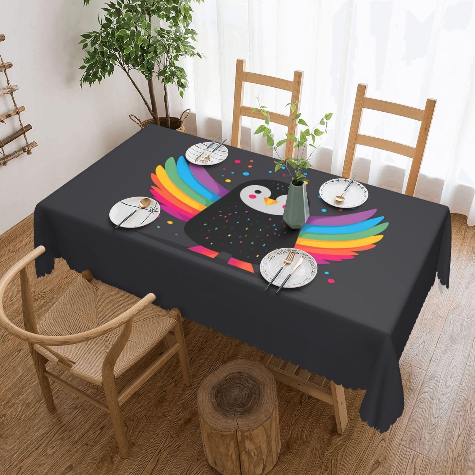 MROWYC Rainbow spots Printed tablecloths are suitable for hotels, picnics, and parties, and can effectively protect the tabletop