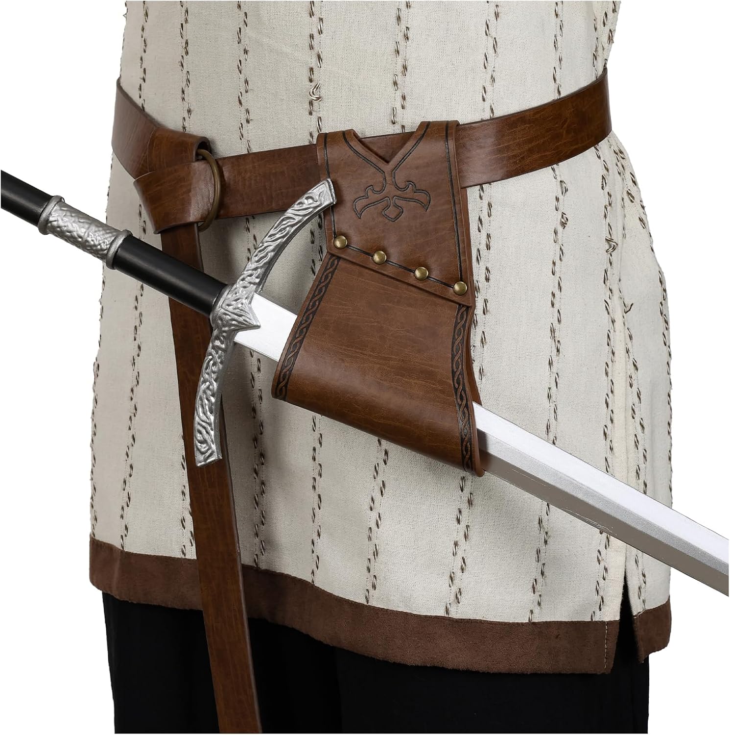 HiiFeuer Medieval Sword Frog with Belt, Viking Sword Holster Scabbards Vintage Renaissance Sword Sheath Holster for Ren Faire