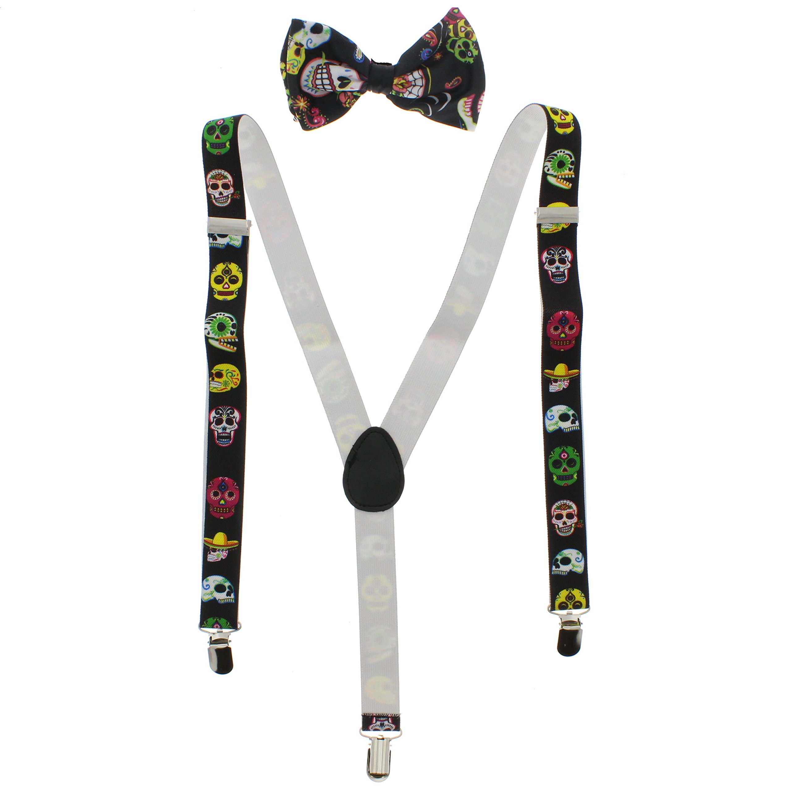 Zac's Alter Ego Day of the Dead Sugar Skull Suspenders & Bow Tie Set