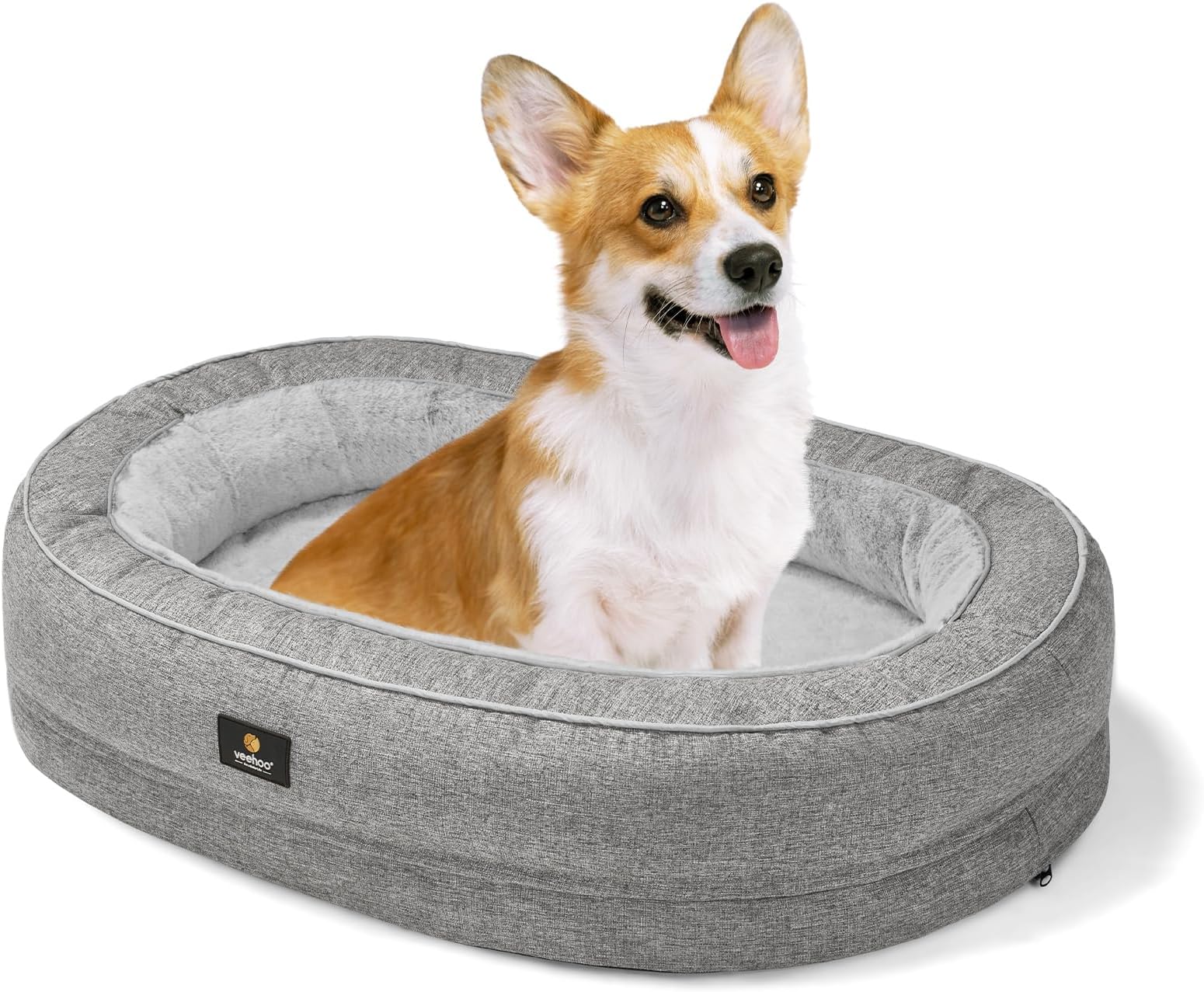 Veehoo Orthopedic Dog Bed for Medium Dogs Puppy Cats, Oval