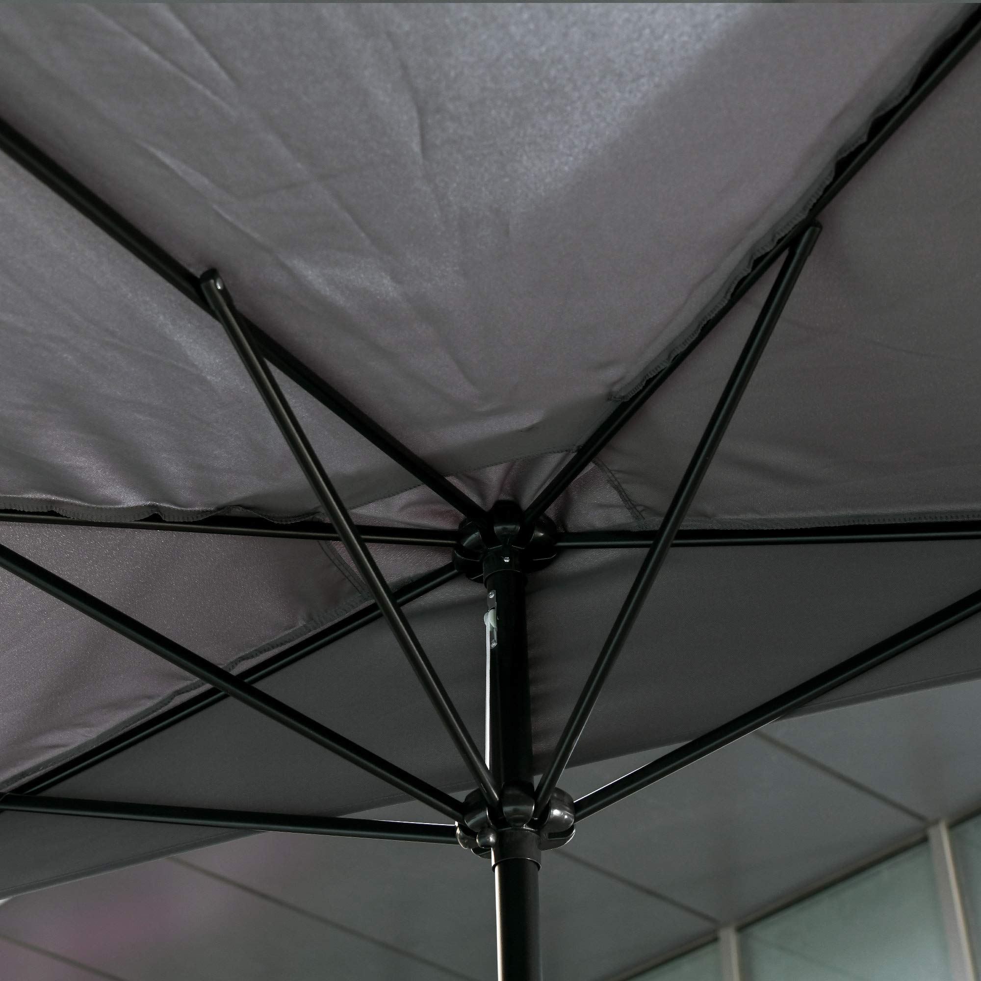 Outsunny Ombrellone Semicircolare per Parete con Manovella 2.3x1.3m | da Terrazza, Giardino e Balcone, Ombrellone in Metallo, Tessuto in Poliestere 180g/m²