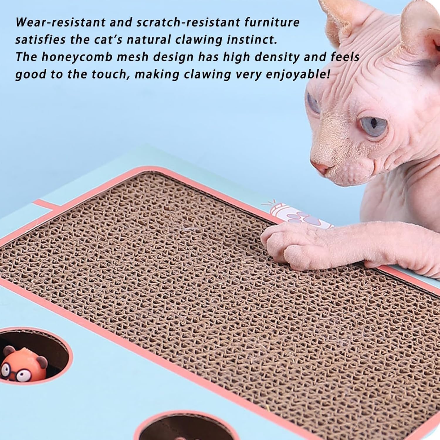 Giocattolo per Gatti Miaofairy, Giocattolo per Gatti Miaofairy in Legno, Miaofairy Whack-A-Mole, Tiragraffi E Giocattolo 3 in 1, Giocattoli per Gatti da Interno
