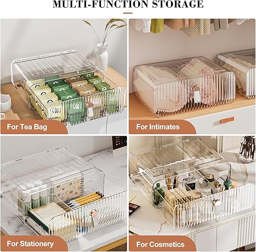 Miniatura 6 de Organizador de cajones de ropa interior para calcetines, 24 compartimentos de acrílico transparente con divisores extraíbles para armario, caja de