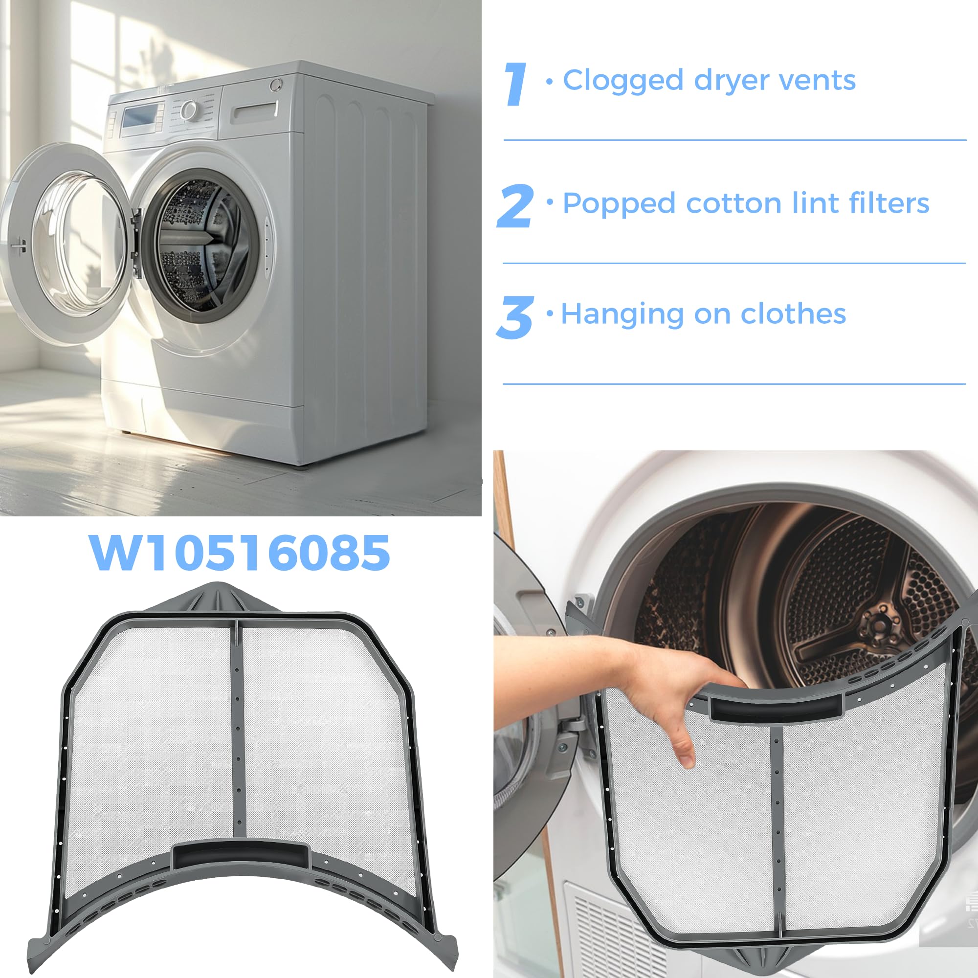 Filtre à Peluches Pour Lave-linge Whirlpool WTL 55812, WTL 60711 - Neuf