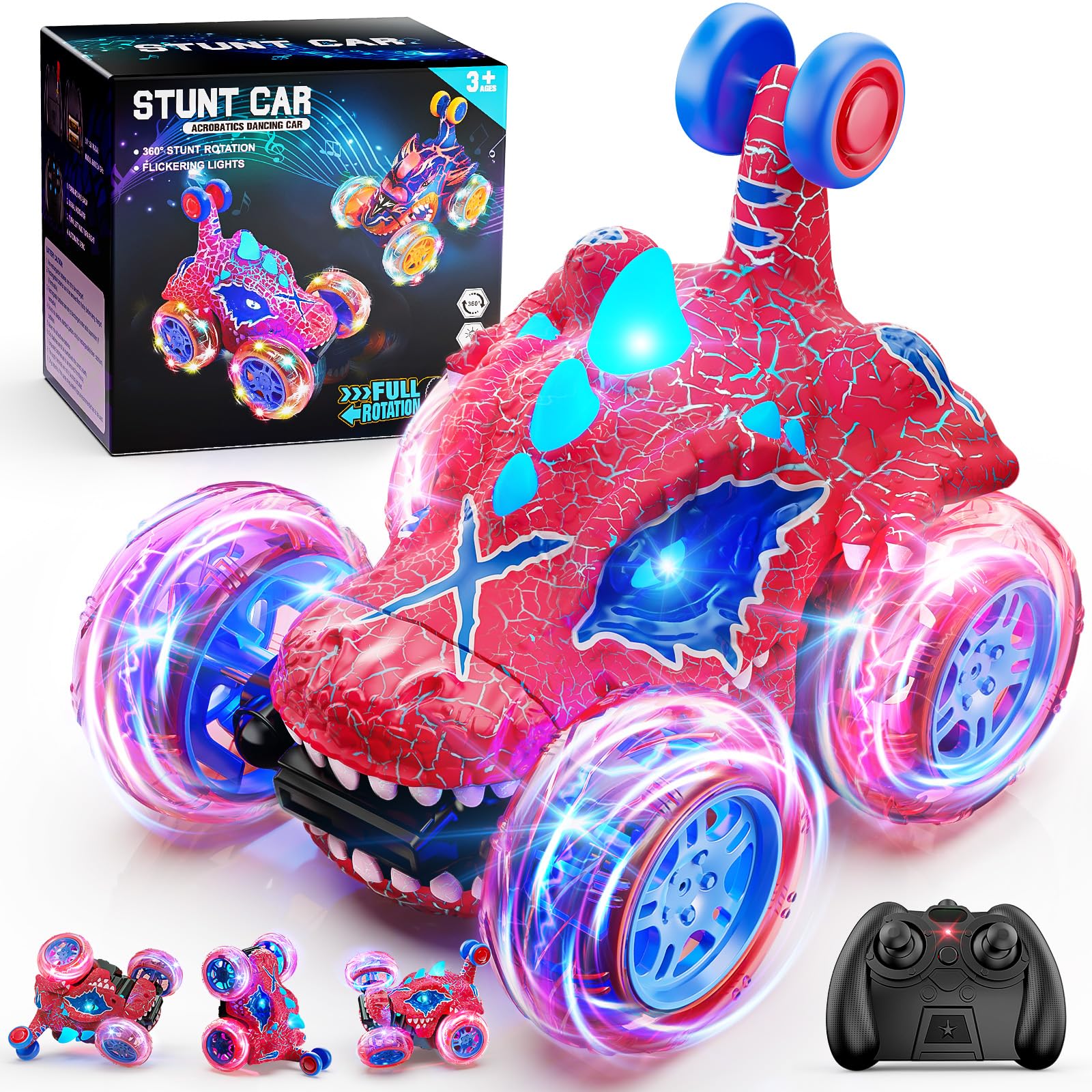 Hot Bee Dinosaur Toys for Boys Age 3 4 5 6, Dinosaur Remote Control Cars for Kid Age 3+, Kids Remote Control Car, Gifts for 3-6 Year Old Boy, Stunt Rc Car Kids ToysGlobal Recycled StandardGlobal Recycled StandardGlobal Recycled Standard