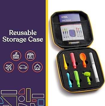 Special Supplies Buzz Buddy Oral Motor Stimulation kit with 6 Soft Textured Interchangeable Heads, Calm Sensory Needs, Support Speech, and Stimulate Self Feeding, Gentle Vibrations (Grey)