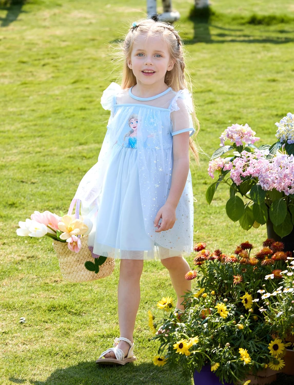 Disney Frozen Elsa Minnie Princess Winnie Girl Dress Ruffle Short Sleeve Tulle Skirt Summer Clothes Kids Outfit Baby/Toddler - Image 4