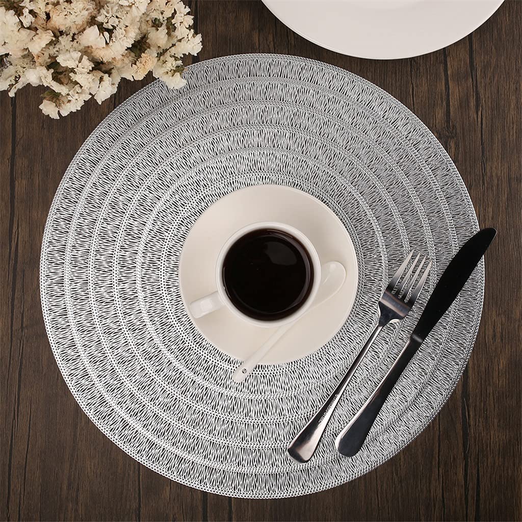 8 Pcs/lot Napperon Lavable PVC Table À Manger Tapis Creux Résistant Aux Taches Tissu Disque Bol Dessous De Verre Antidérapant (Couleur : Or) HGCHH